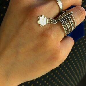 925 Silver ball ring vintage stacked spinning fidget stacking Hamsa jewelry …